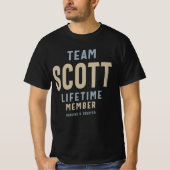 Team Scott Lifetime Lid Gepersonaliseerde Naam T-shirt (Voorkant)