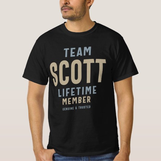Team Scott Lifetime Lid Gepersonaliseerde Naam T-shirt (Voorkant)