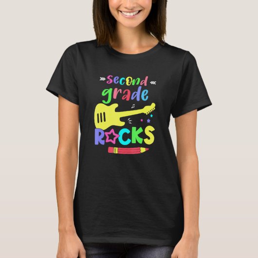 Team Second Grade Hello 2nd Grade Rocks Back To Sc T-shirt (Voorkant)