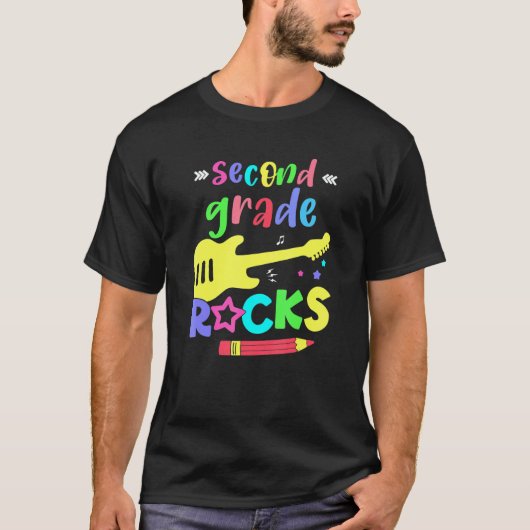 Team Second Grade Hello 2nd Grade Rocks Back To Sc T-shirt (Voorkant)