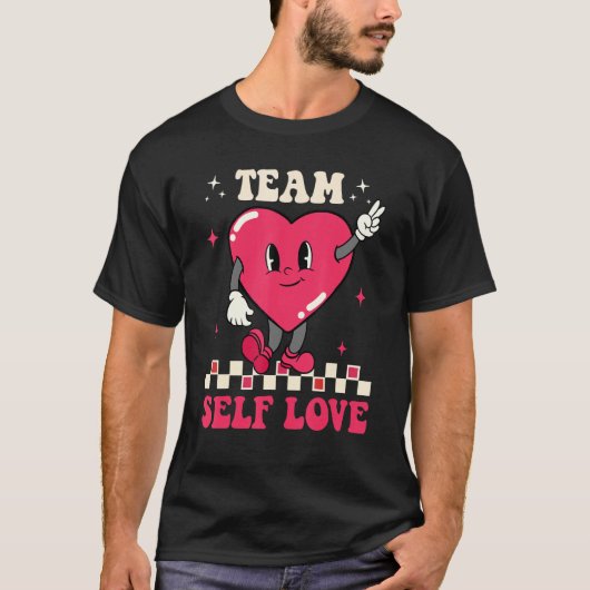 Team Self Love Groovy Retro Valentijnsdag Funny T-shirt (Voorkant)