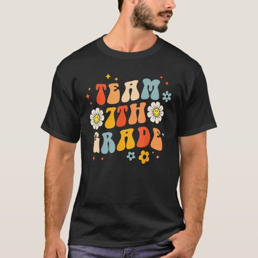 Team Seventh Grade Groovy Wavy , 7th Grade Back To T-shirt (Voorkant)
