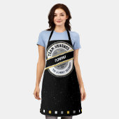 Team Shabbos HIS/HERS Keukenlap op Zwart met Hebre Schort (Gedragen)