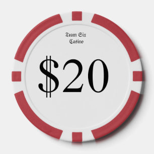 Team Six (Funny Casino Money) $20 Casino-munt Pokerchips