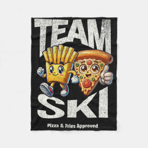Team Ski - Pizza en friet goedgekeurd Funny Skiën  Fleece Deken