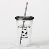 Team & Speler Naam Zwart en Wit Voetbal Acryl Drinkbeker (Achterkant)