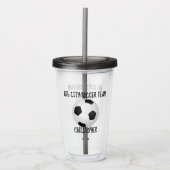 Team & Speler Naam Zwart en Wit Voetbal Acryl Drinkbeker (Voorkant)