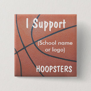 Team Spirit_Basketball texture_I Support Hoopsters Vierkante Button 5,1 Cm