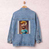 Team Spirit: Cartoon Mascot Man Denim Jacket (Hangar)