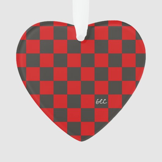 Team Spirit Checkerboard INITIALEN School Heart Fu Ornament (voorkant)