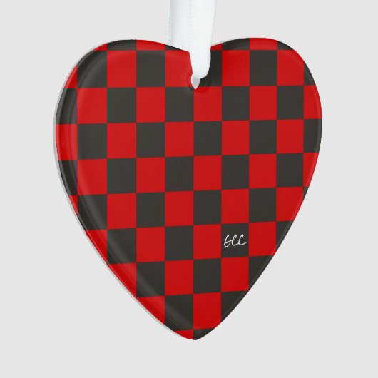 Team Spirit Checkerboard INITIALEN School Heart Fu Ornament (voorkant)