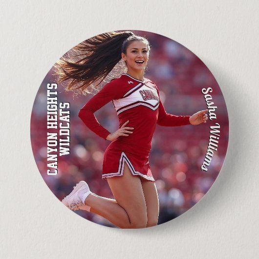 Team Spirit Foto Knop Speld - Lichte Tekst Ronde Button 7,6 Cm (Voorkant)