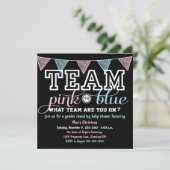 Team Spirit Gender Reveal Baby shower Invitation Kaart (Staand voorkant)