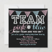 Team Spirit Gender Reveal Baby shower Invitation Kaart (Voorkant)