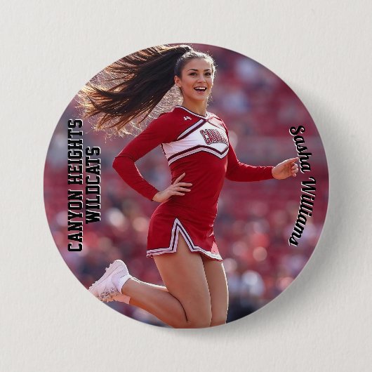 Team Spirit Photo Button Pin - Donkere tekst (Voorkant)