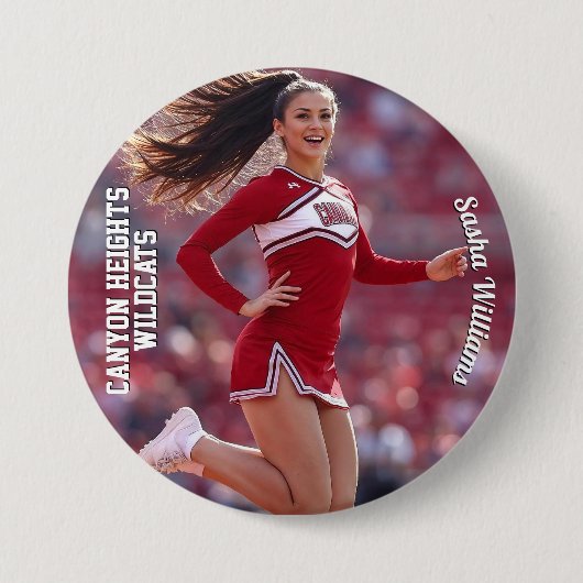 Team Spirit Photo Button Pin - Lichte tekst (Voorkant)