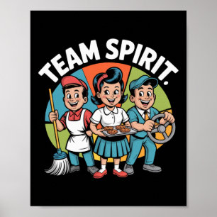 Team Spirit Terug naar school Retro positieve werk Poster