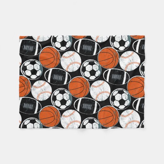 Team sport ballen fleece deken (Voorkant (Horizontaal))
