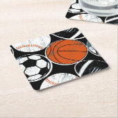 Team sport ballen kartonnen onderzetters (Schuin)