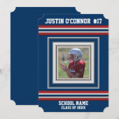 Team Sport Strepen Foto Afstudeer Uitnodiging  (Voorkant / Achterkant)