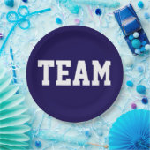 TEAM Sportief Wit Tekst Op Diep Marineblauw Papieren Bordje (Feest)