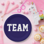 TEAM Sportief Wit Tekst Op Diep Marineblauw Papieren Bordje (Feest)