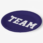 TEAM Sportief Wit Tekst Op Diep Marineblauw Papieren Bordje (Gekanteld)