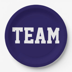 TEAM Sportief Wit Tekst Op Diep Marineblauw Papieren Bordje