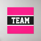 TEAM Sportieve Atletische Heldere Roze Zwarte Stre Canvas Afdruk (Voorkant)