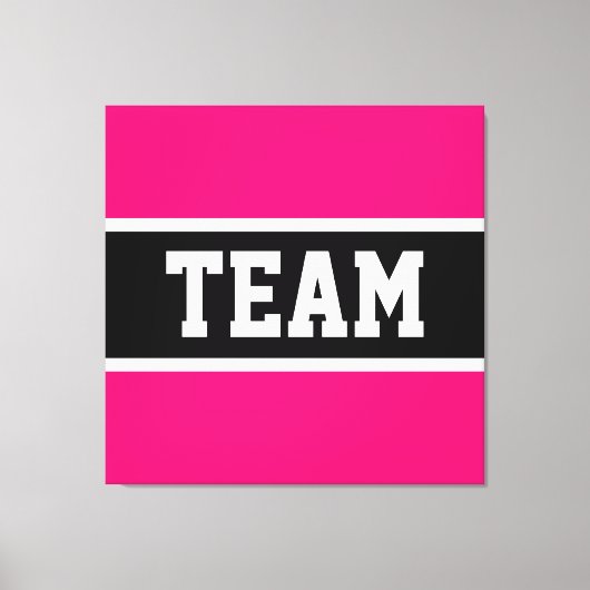 TEAM Sportieve Atletische Heldere Roze Zwarte Stre Canvas Afdruk