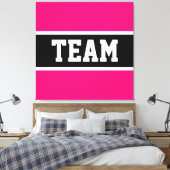 TEAM Sportieve Atletische Heldere Roze Zwarte Stre Canvas Afdruk (Insitu (Slaapkamer))