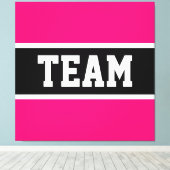 TEAM Sportieve Atletische Heldere Roze Zwarte Stre Canvas Afdruk