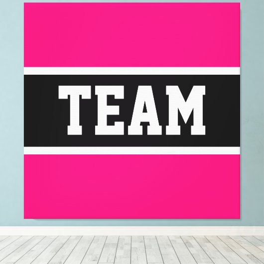 TEAM Sportieve Atletische Heldere Roze Zwarte Stre Canvas Afdruk (Insitu (Houten vloer))
