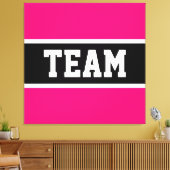 TEAM Sportieve Atletische Heldere Roze Zwarte Stre Canvas Afdruk (Insitu (Woonkamer))