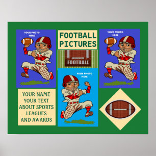 Team Sports Footballs van uw foto en tekst Poster
