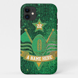 Team Sports Green & Gold Glitter College Football Case-Mate iPhone Case