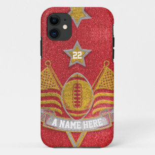 Team Sports Red & Gold Glitter College Football Case-Mate iPhone Case