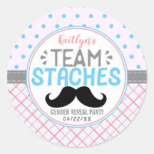 "Team Staches" Moderne Gender Onthulling Party Ronde Sticker (Voorkant)