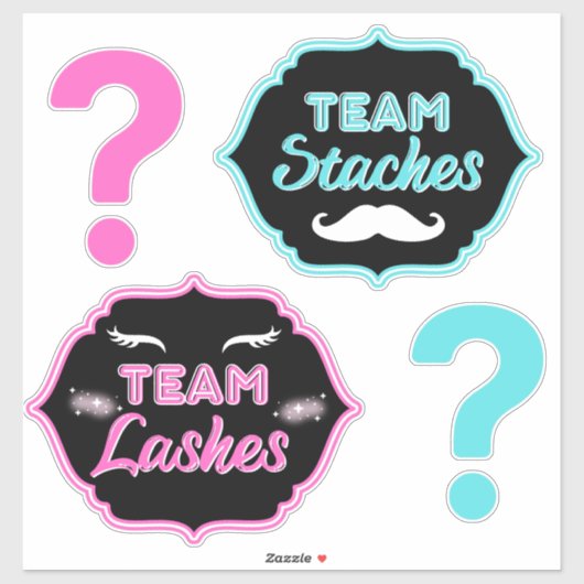 TEAM Staches of Lashes Roze|Blauw geslacht onthull Sticker (Vel)