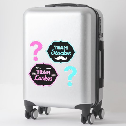 TEAM Staches of Lashes Roze|Blauw geslacht onthull Sticker (Koffer)