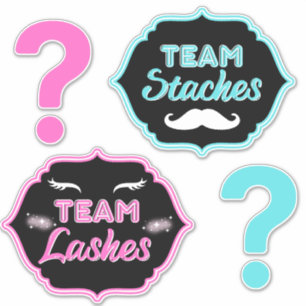 TEAM Staches of Lashes Roze Blauw geslacht onthull Sticker