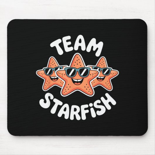 Team Starfish Cool Sungles Ocean Cartoon Crew Funn Muismat (Voorkant)