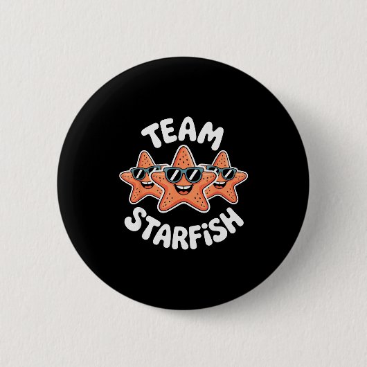 Team Starfish Cool Sungles Ocean Cartoon Crew Funn Ronde Button 5,7 Cm (Voorkant)