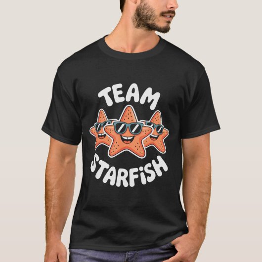 Team Starfish Cool Sungles Ocean Cartoon Crew Funn T-shirt (Voorkant)
