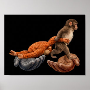 Team Stomp Aap Met Speelgoed Zes Zeven Stijl Poster