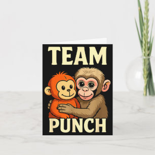 Team stompt baby aap en knuffel meme kaart
