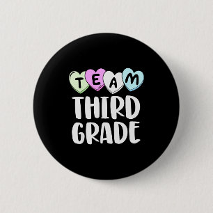 Team T-shirt derde klas 3e liefde harten leraar wa Ronde Button 5,7 Cm