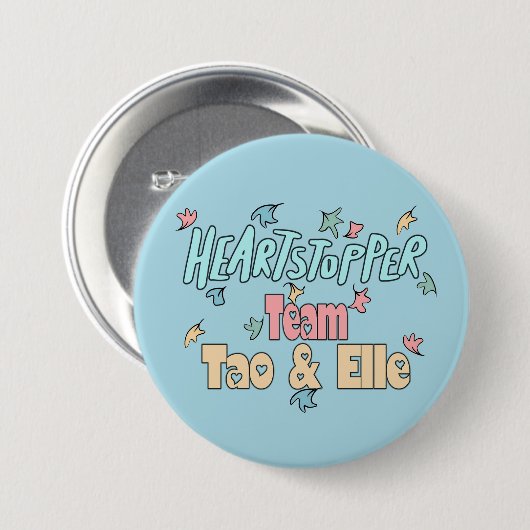 Team Tao en Elle Blue Ronde Button 7,6 Cm (Voorkant /achterkant)