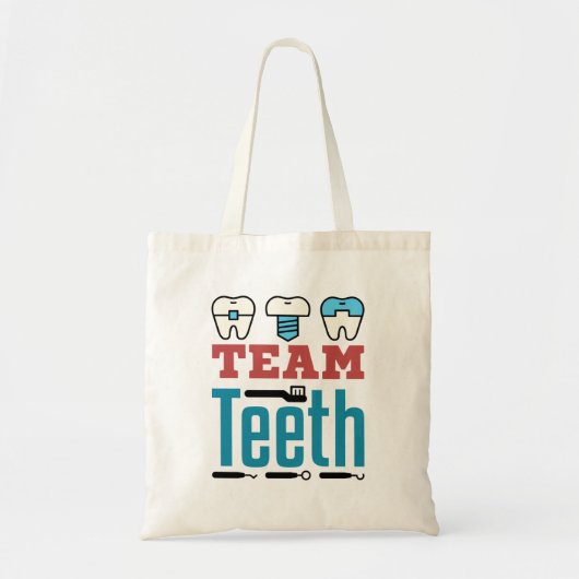 Team Teeth Dental Squad Personad Dentist Hygienist Tote Bag (Voorkant)