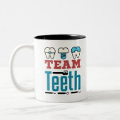Team Teeth Dental Squad Personad Dentist Hygienist Tweekleurige Koffiemok (Links)